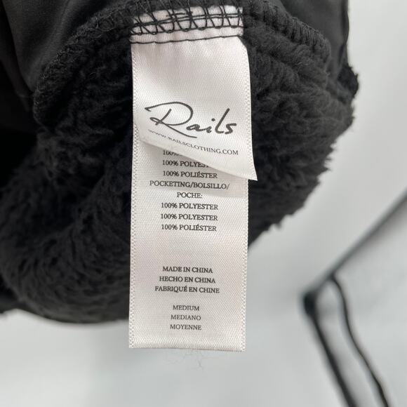 RAILS NWT Evereve Austin Black Sherpa Full Zip Teddy Jacket // M - Picture 9 of 11